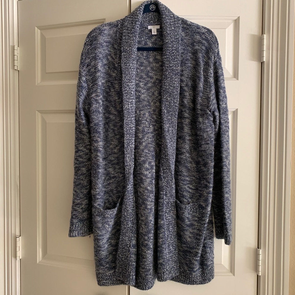 Nordstrom BP Denim Blue/White Pocket Cardigan Sz L